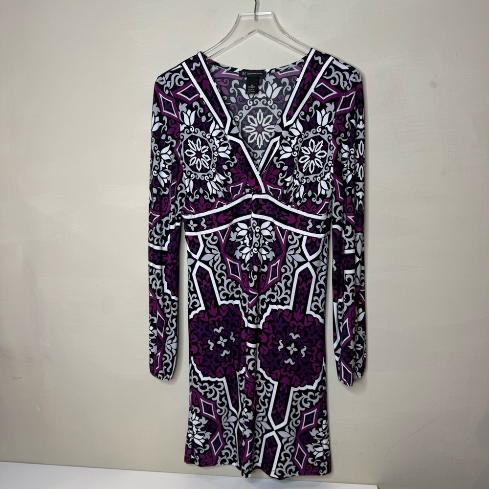 INC International Concepts Purple and Black Geometric dress size medium